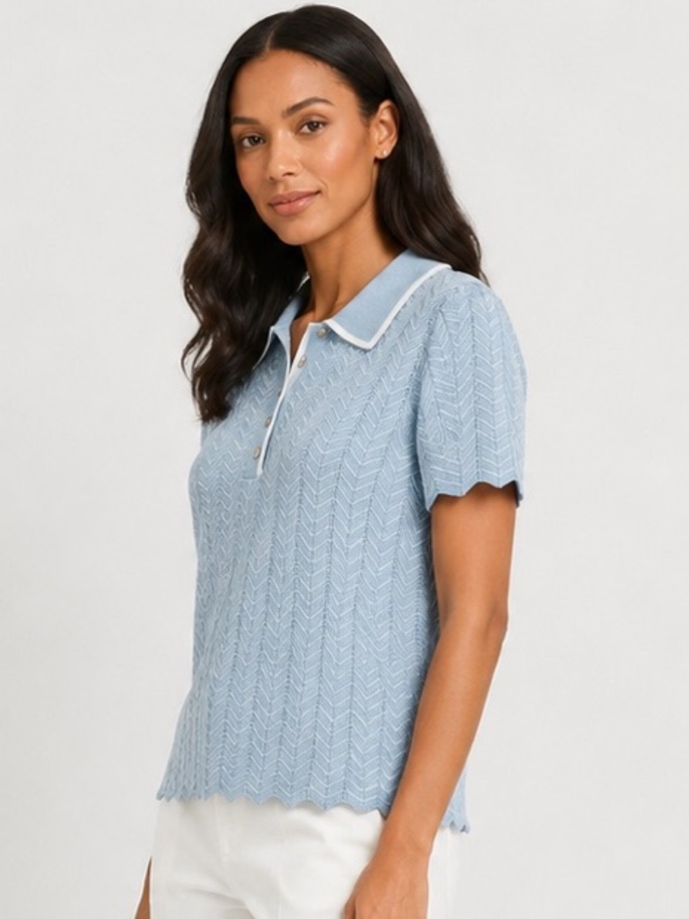 Adrianna Papell Quiet Tide Short Sleeve Polo